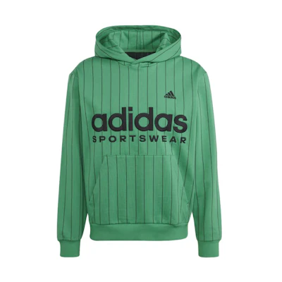 adidas Pinstripe Fleece Hoodie Green Loose Fit Striped Print HY8491
