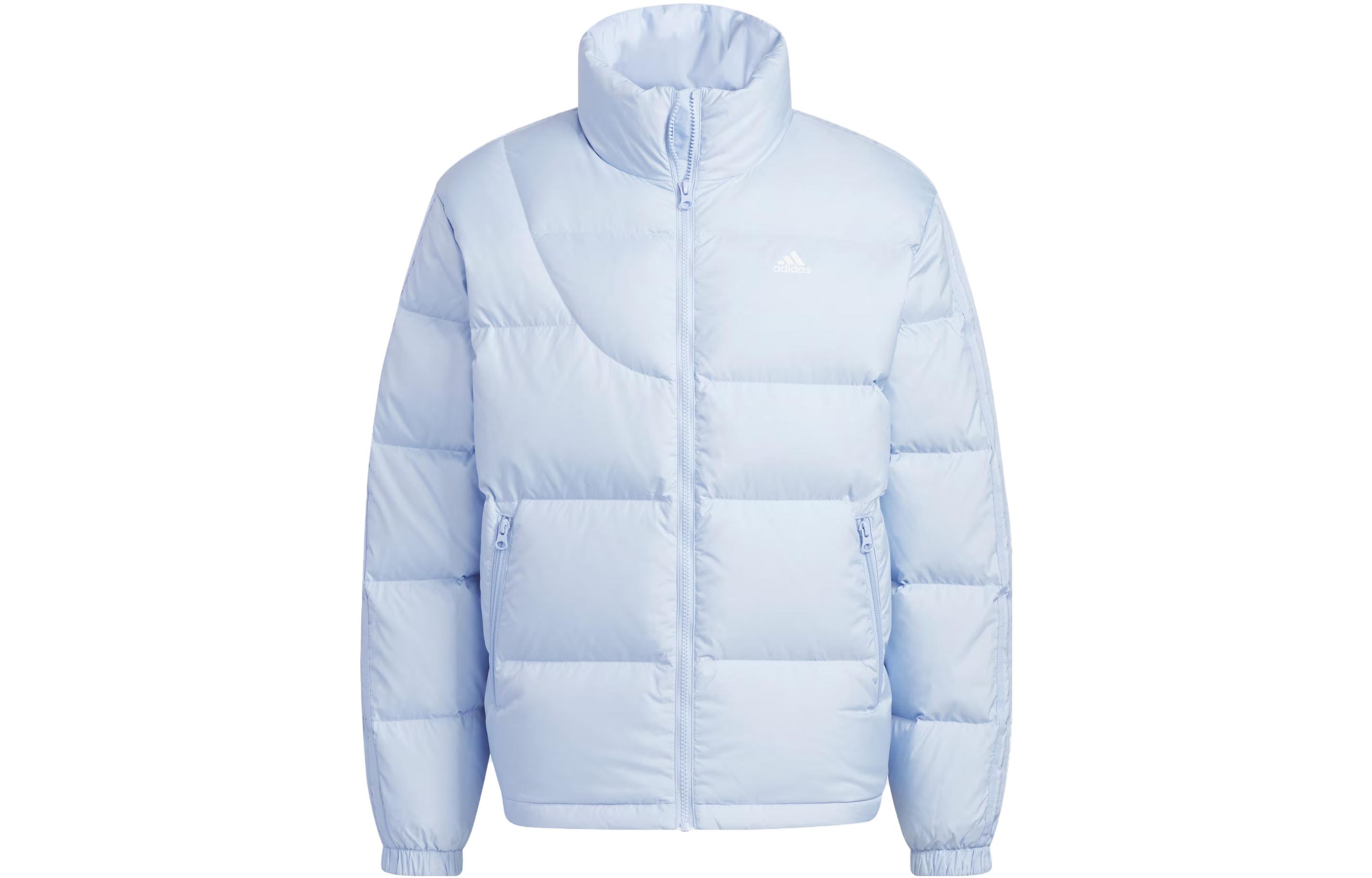 adidas Plain Logo Down Jacket Light Pink Blue Unisex Casual Sportswear. IK2418