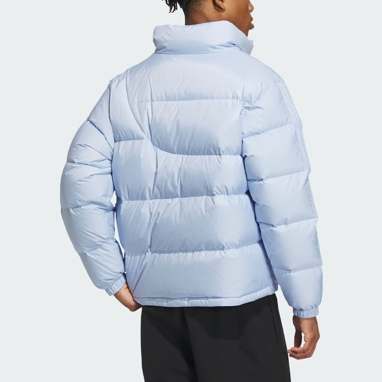 Shop アディダス プレーンロゴ ダウンジャケット ライトピンク ブルー ユニセックス スポーツカジュアルウェア IK2418
