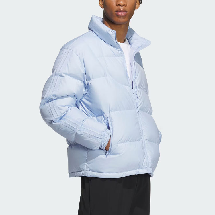 Purchase アディダス プレーンロゴ ダウンジャケット ライトピンク ブルー ユニセックス スポーツカジュアルウェア IK2418