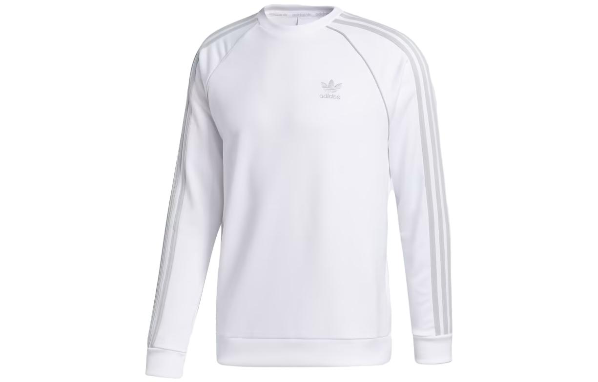 adidas Plain White Long-Sleeve Crewneck Sweatshirt GJ5152