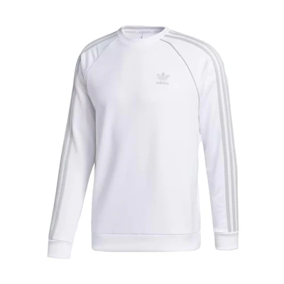 adidas Plain White Long-Sleeve Crewneck Sweatshirt GJ5152