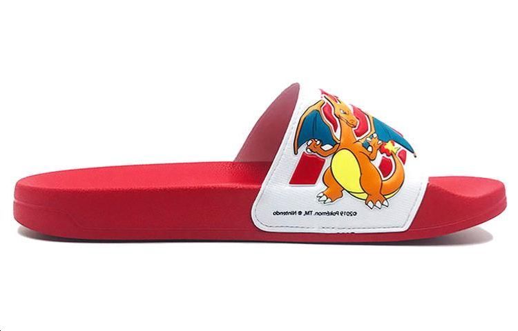 Order POKEMON/寶可夢 x adidas neo Adilette Shower 寶可夢聯名 噴火龍 潮流 運動拖鞋 男女同款 紅色
