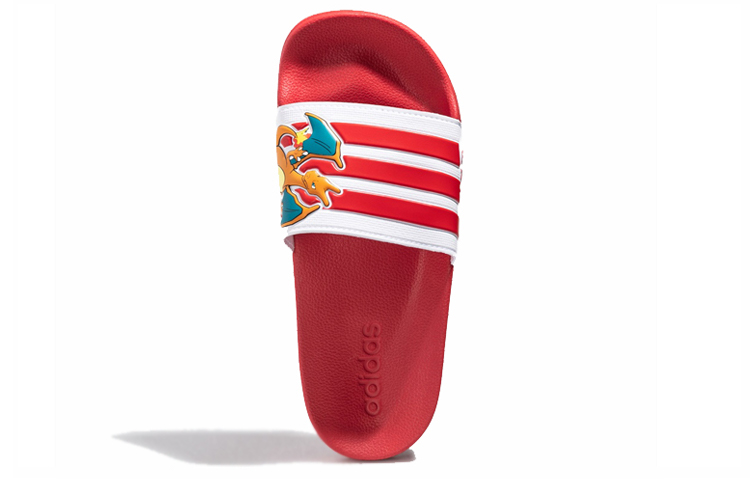 Shop POKEMON/寶可夢 x adidas neo Adilette Shower 寶可夢聯名 噴火龍 潮流 運動拖鞋 男女同款 紅色