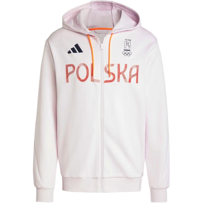 adidas Poland Full-Zip Hoodie Pink Letter Print Casual Track Jacket JF6684