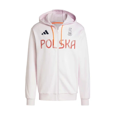 adidas Poland Full-Zip Hoodie Pink Letter Print Casual Track Jacket JF6684