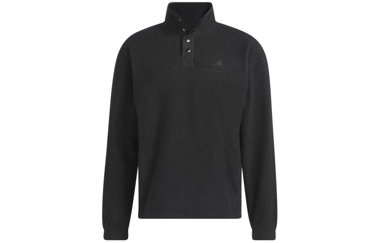 adidas Polar Fleece Pullover Printed Stand Collar Sweatshirt Black () IN9438
