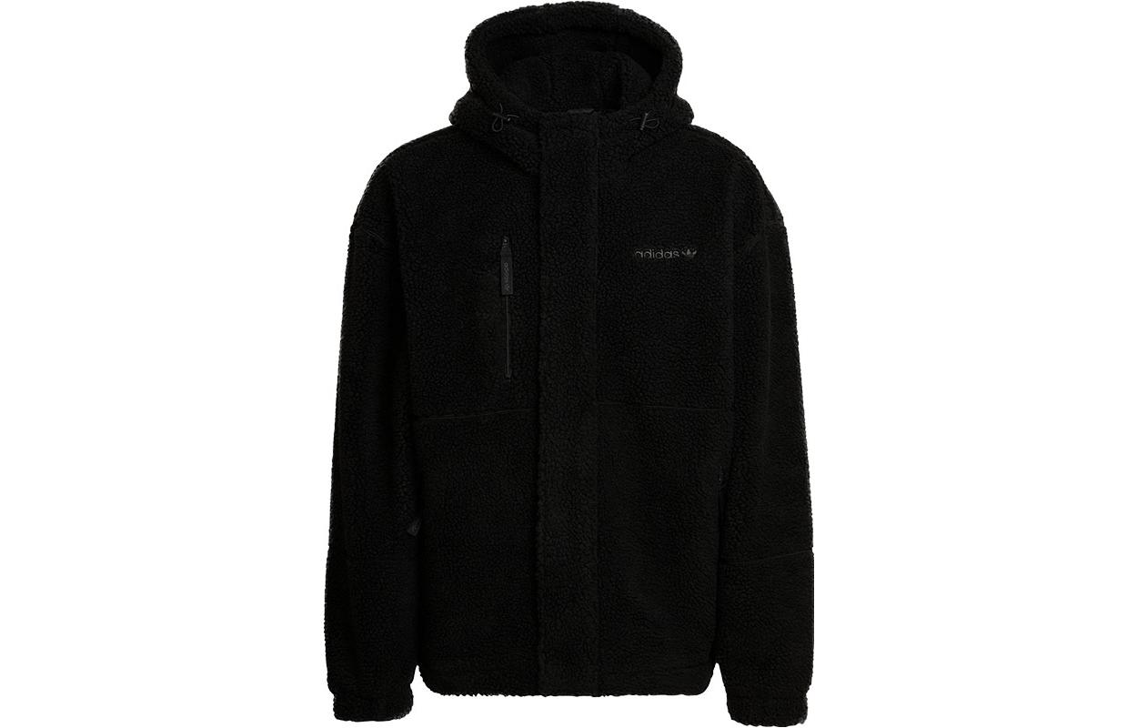 adidas Polar Fleece Trefoil Windproof Warm Jacket Black Long Sleeve HN0388