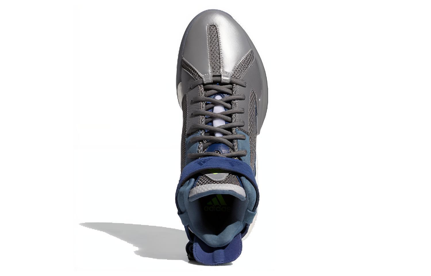 Shop adidas Posterize 拼接 中筒 籃球鞋 男款 遺跡藍