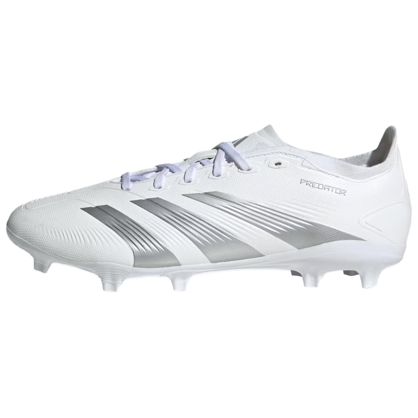 adidas Predator 24 League FG Cleats White Silver Soccer Shoes Durable Comfort IE2372