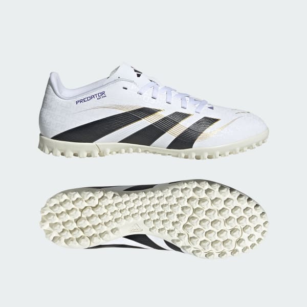 adidas Predator Club TF Turf Soccer Training Shoes Cloud White/Core Black/Gold Metallic JR7010