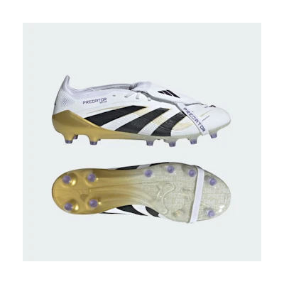 Adidas Predator Elite AG Soccer Cleats - Artificial Grass Fold-Over Tongue Cloud White/Core Black/Gold Metallic
