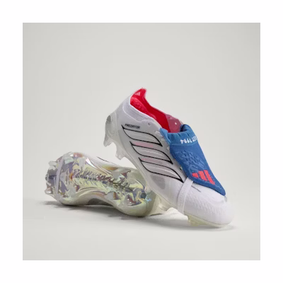 Adidas PREDATOR ELITE FG Soccer Cleats with Fold-Over Tongue for Firm Ground Cloud White/Zero Metalic/Royal Blue