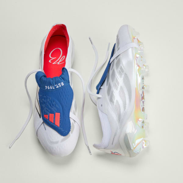 Shop Adidas PREDATOR ELITE FG 固定地足球鞋 折疊鞋舌 雲白/金屬銀/皇家藍 JS0376