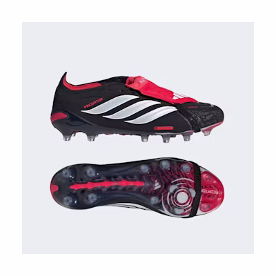 Adidas Predator Elite Fold-Over Tongue AG Soccer Cleats for Artificial & Natural Grass Core Black/Cloud White/Lucid Red