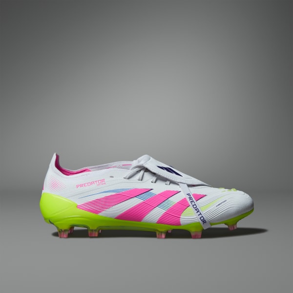 Shop Adidas Predator Elite Foldover Tongue FG Soccer Cleats Cloud White/Lucid Pink/Lucid Lemon ID8967