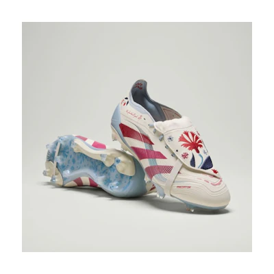 Adidas Predator Elite TFG Fold-Over Tongue Firm Ground Soccer Cleats for Natural Grass Off White/Easy Pink/Pure Ruby