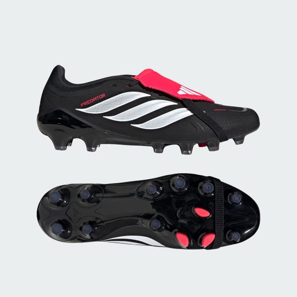 Adidas Predator League Fold-Over Hard Ground Soccer Cleats for Firm/Artificial Ground Core Black/Cloud White/Lucid Red KI6301