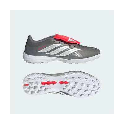 Adidas PREDATOR LEAGUE Fold-Over Tongue Turf Football Training Shoes Iron Metallic/Zero Metalic/Lucid Red