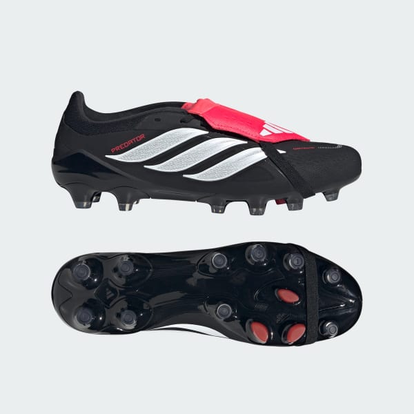 Adidas Predator PRO Hard Ground Soccer Boots with Fold-Over Tongue Core Black/Cloud White/Lucid Red KI8756