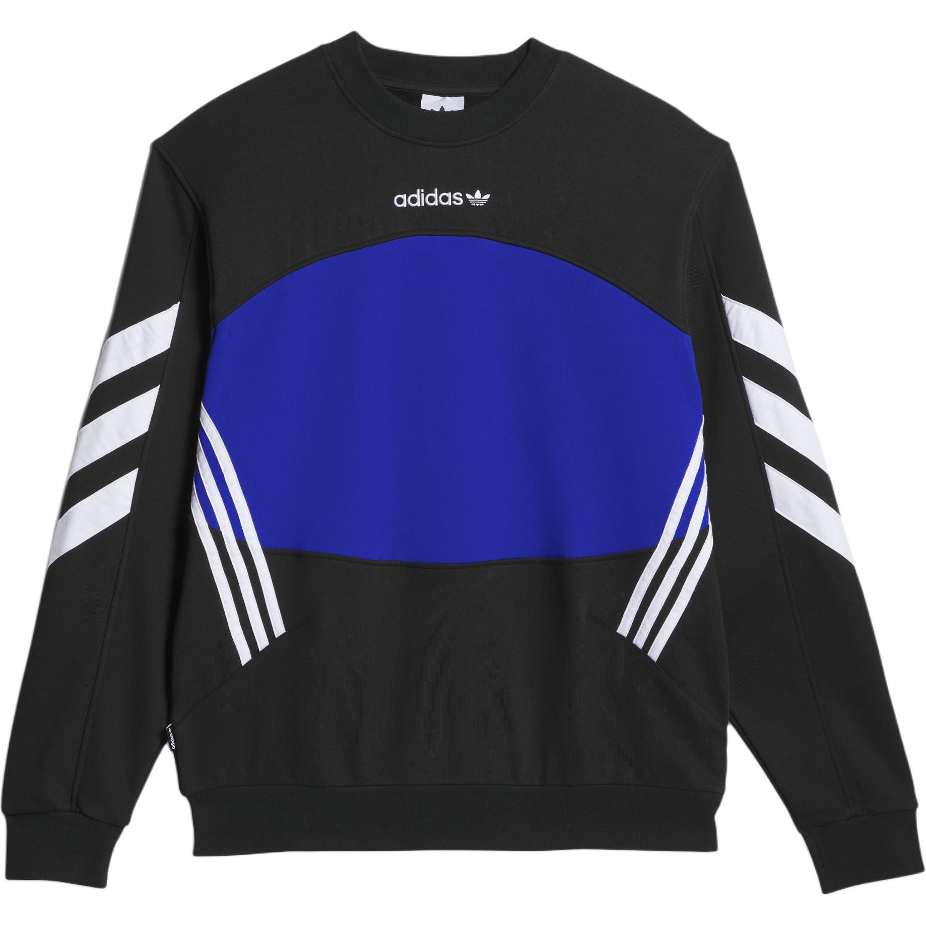 adidas Premiere Crewneck Sweatshirt Black/Royal Blue/White Unisex Retro Style IY1613