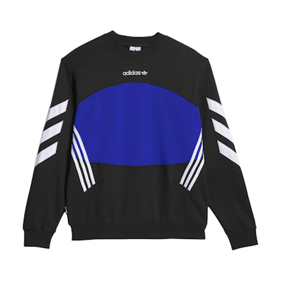 adidas Premiere Crewneck Sweatshirt Black/Royal Blue/White Unisex Retro Style IY1613
