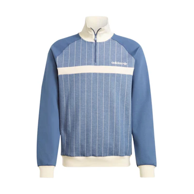 adidas Premium 1/2 Zip Retro Track Top Striped Blue Jacket for Men IS2070