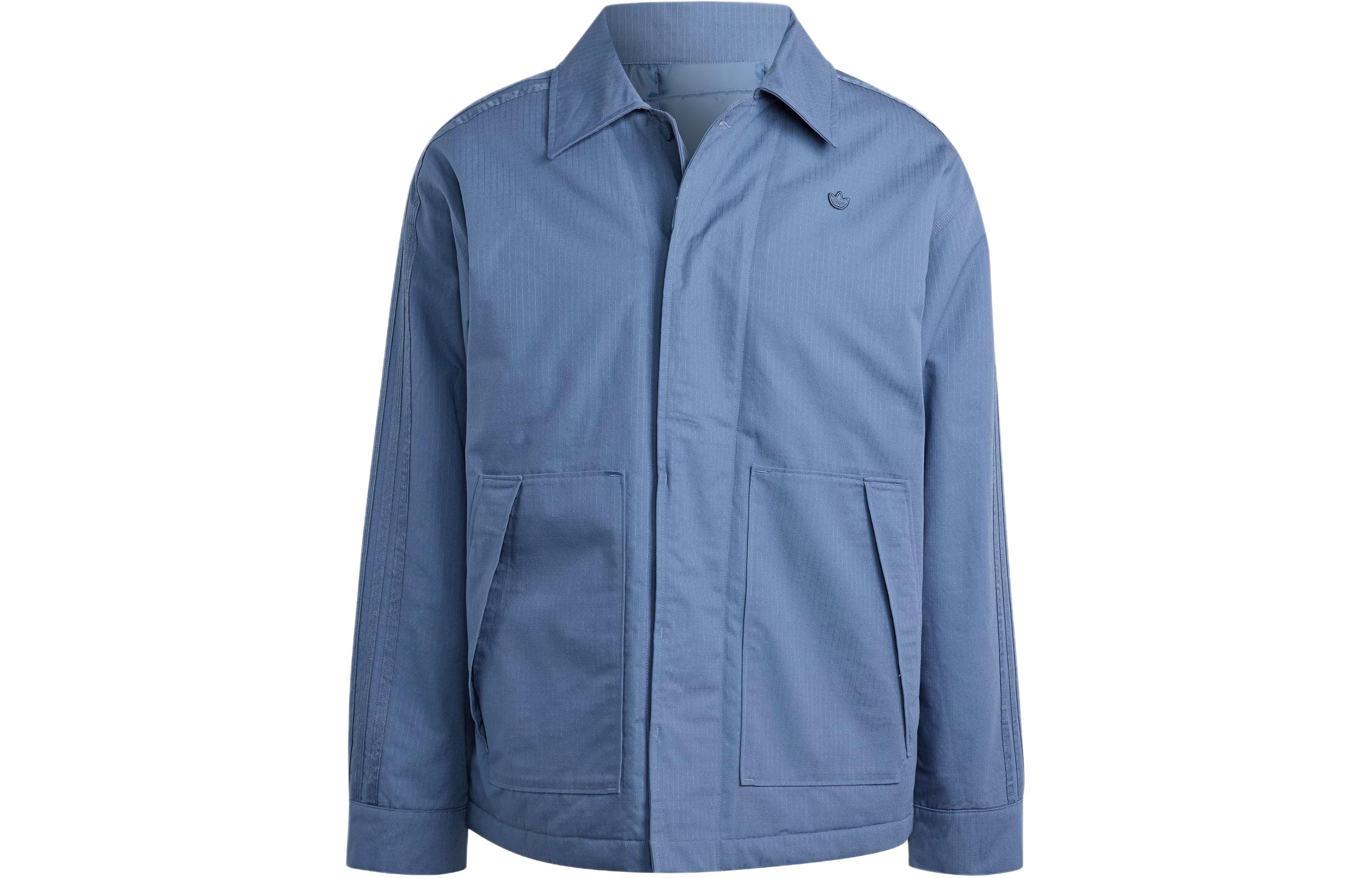 adidas Premium Essentials+ Gray-Blue Jacket Loose-Fit Shirt Style IU2346
