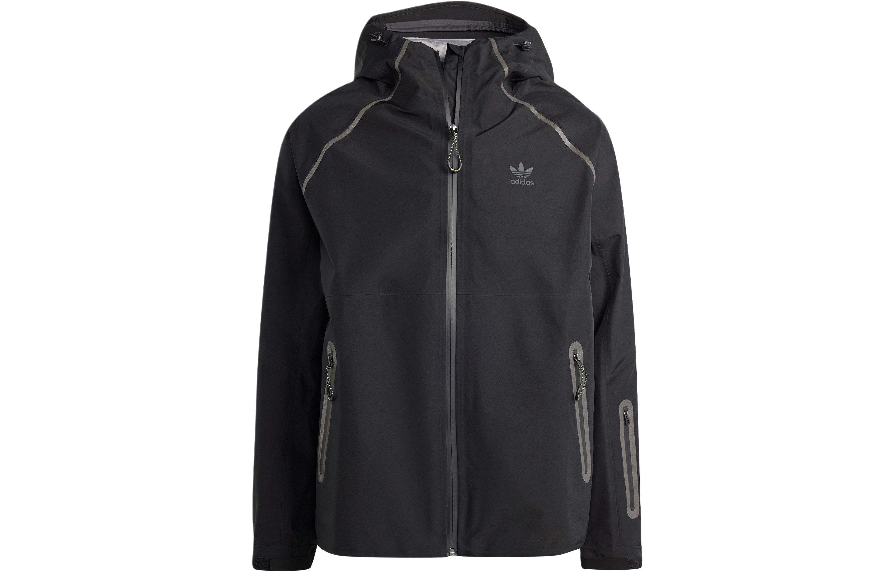 adidas Premium GTX Shell Black Letter Print Long-Sleeve Hooded Jacket IS2836