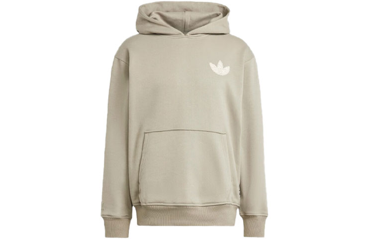 adidas Premium Graphic Hoodie Logo Print Silver Grey Pullover IV9697