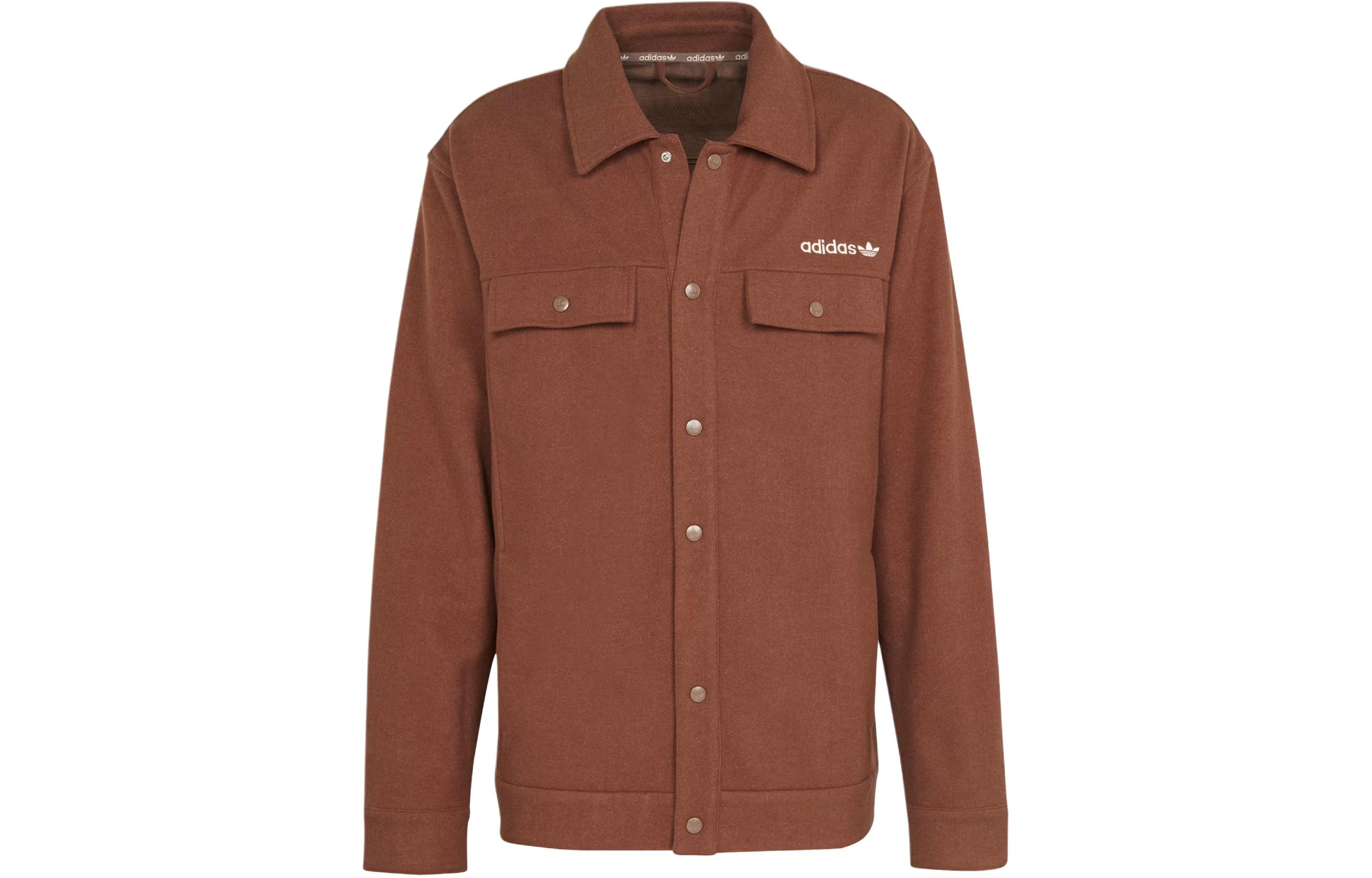 adidas Premium Overshirt Brown Loose-Fit Long Sleeve Jacket IS2044