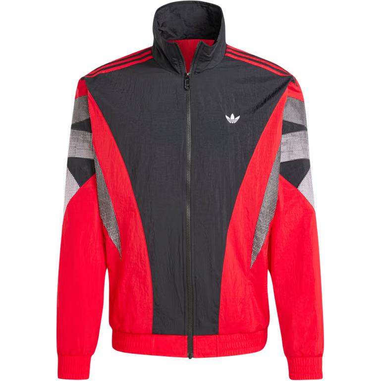 adidas Premium Retro High-Collar Red Jacket - Classic Comfort Long Sleeve IX7344