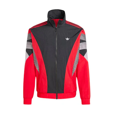adidas Premium Retro High-Collar Red Jacket - Classic Comfort Long Sleeve IX7344