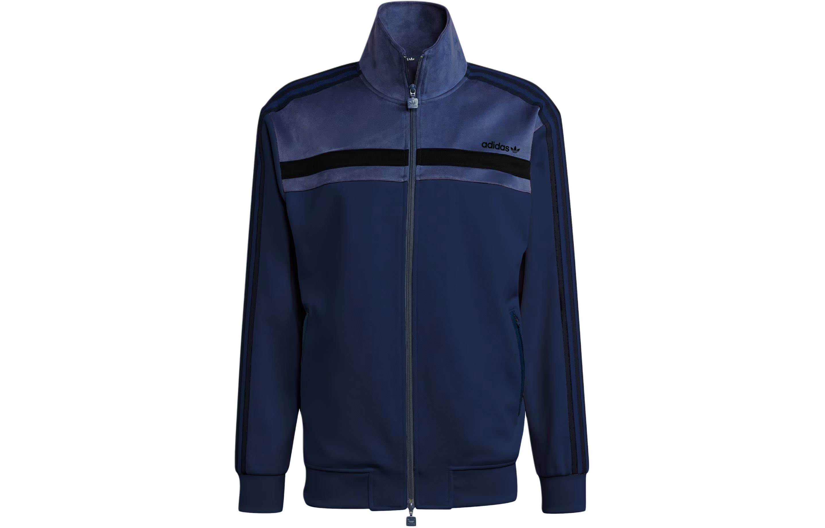 adidas Premium Track Top Retro Navy Zip-Up Jacket with Three-Stripes Design IS3323