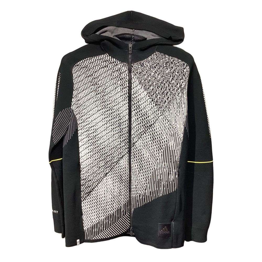 adidas Primeknit Golf Hoodie Jacket Black - Striped Embroidery Zip-Up Men HG4129