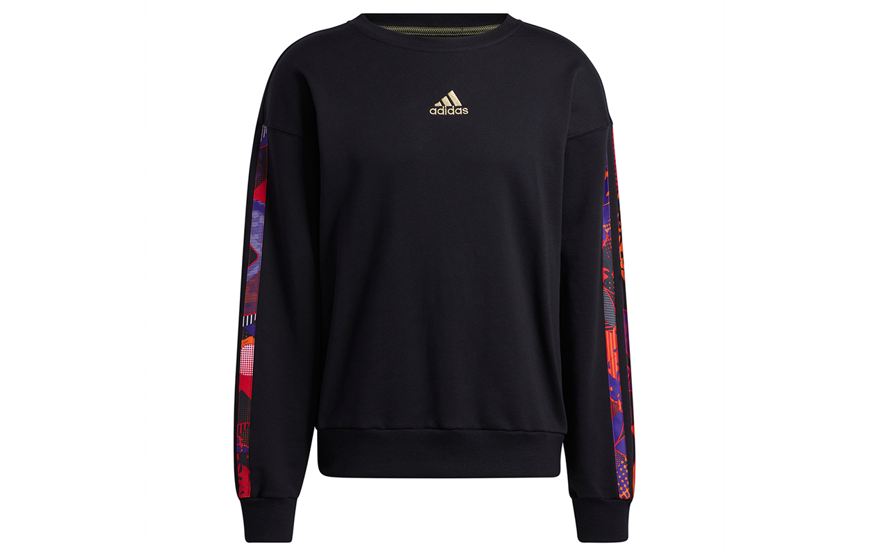adidas Printed Basketball Striped Hoodie Black GU9538
