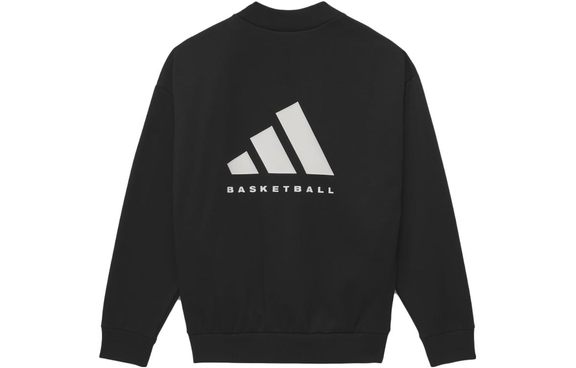 Lookbook アディダス プリント クルーネック バスケットボール スウェットシャツ ユニセックス ブラック IN4246