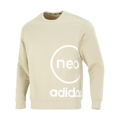 adidas Printed Logo Crewneck Long-Sleeve Sweatshirt Light Beige HN8732