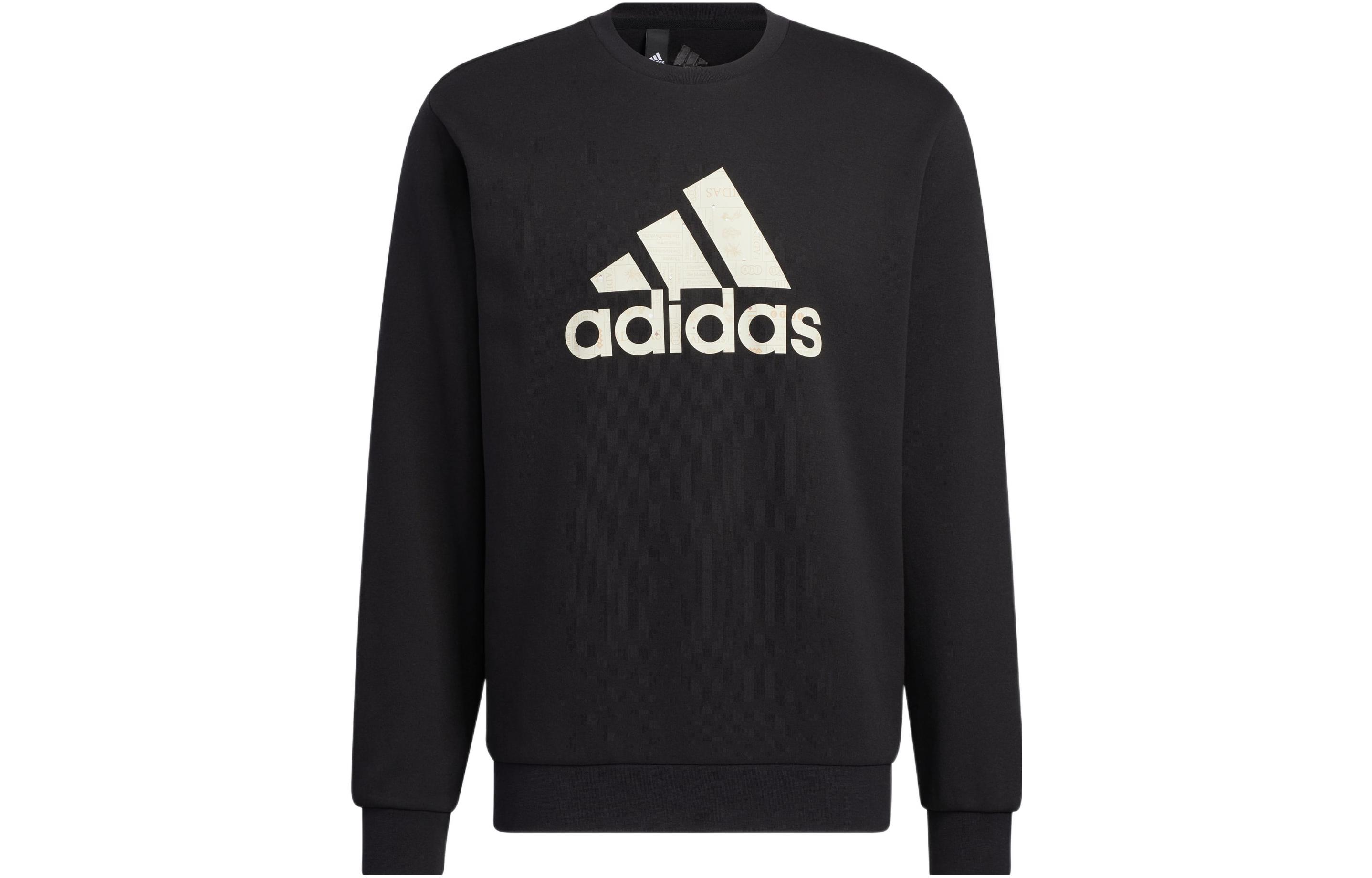 adidas Printed Logo Crewneck Long Sleeve Sweatshirt Black HN8995