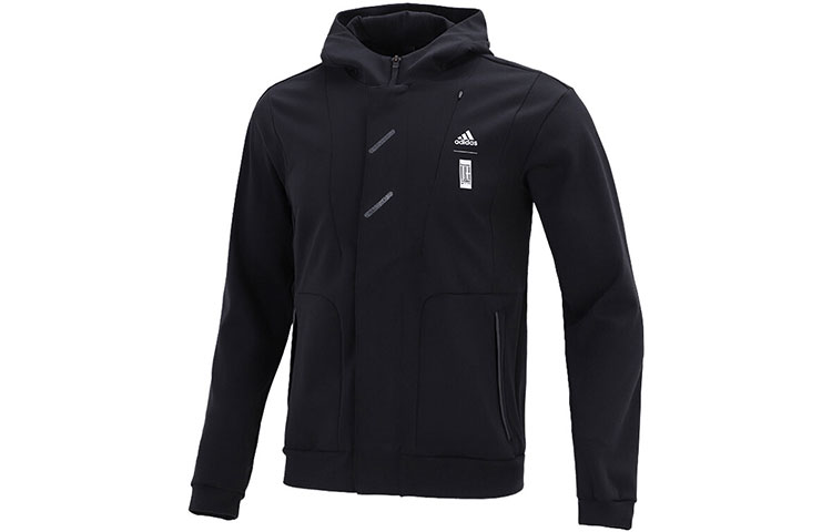 adidas Printed Logo Hoodie Jacket - Black HE5116