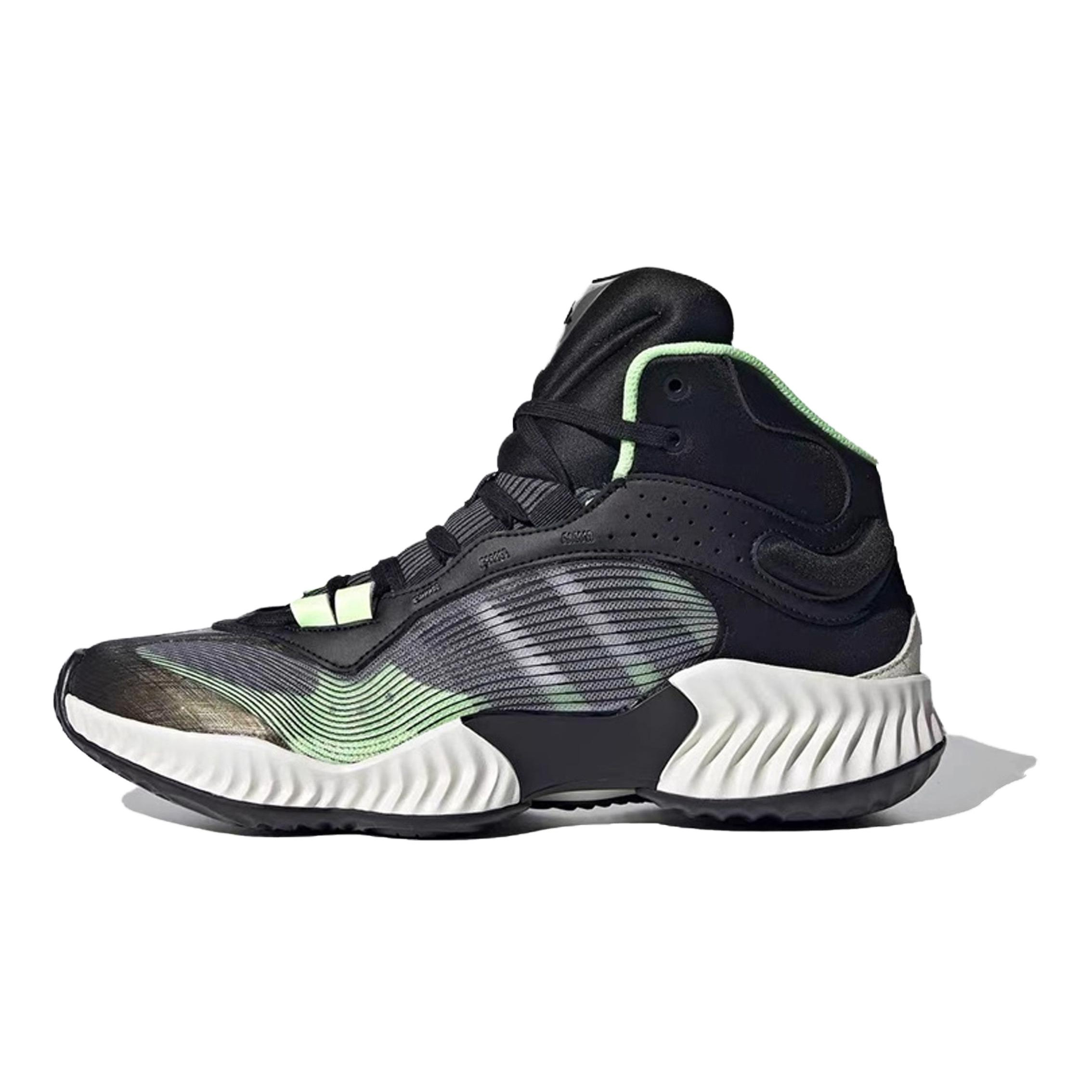 adidas PRO VENTILATE MID Comfort Mid-Top Basketball Shoes Black White Green Men. JH8079