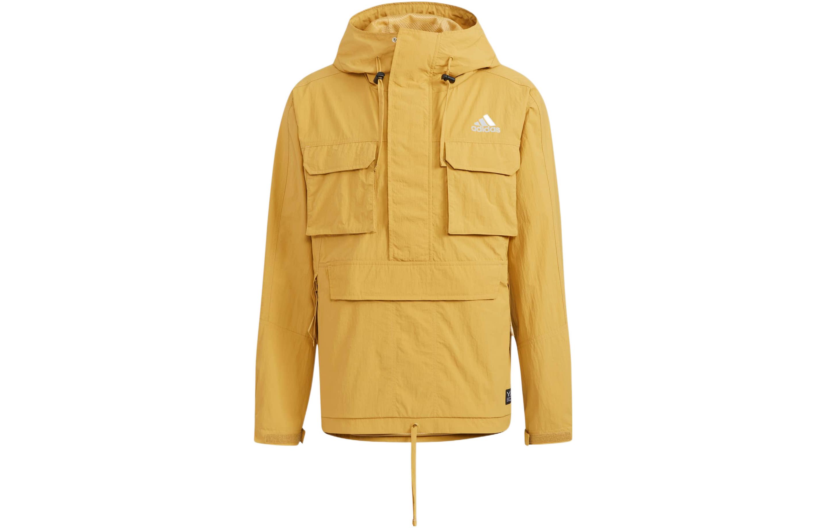 adidas Prsve Wv Anorak Yellow Logo Jacket Outdoor Multi-Pocket Hoodie HM2700