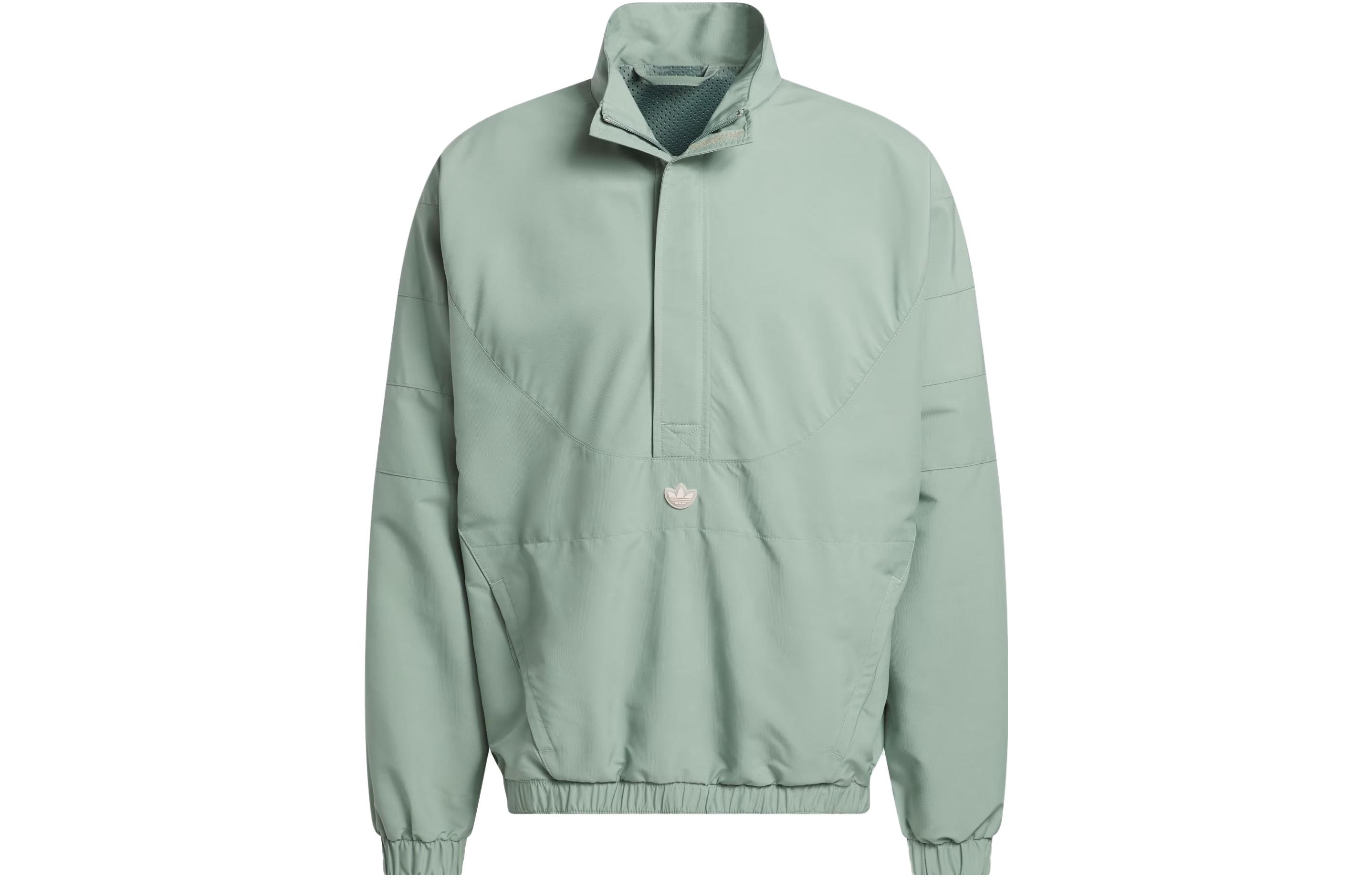 adidas Puffer Po Basketball Jacket Silver Gray Green Logo Pullover IK3561