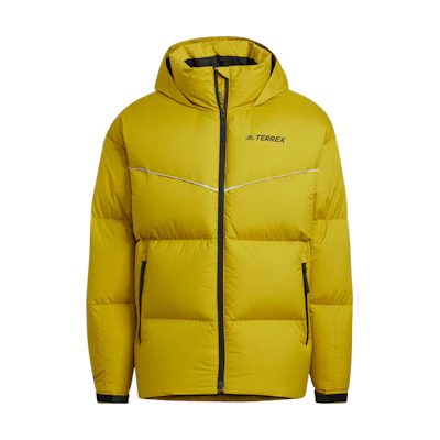 adidas Puffy Baffle Goose Down Jacket Yellow Unisex Comfortable Zip-Up Coath HN2012