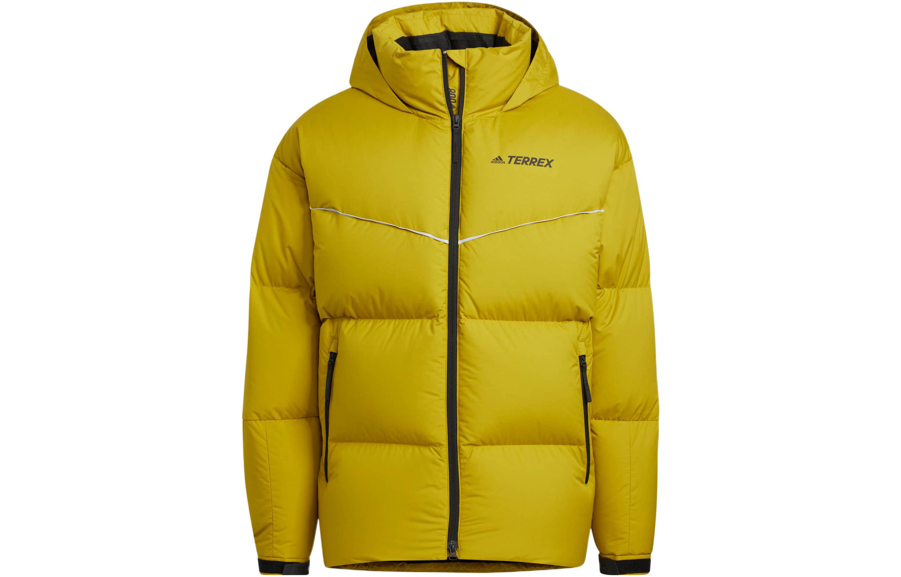adidas Puffy Baffle Goose Down Jacket Yellow Unisex Comfortable Zip-Up Coath HN2012 圖 2