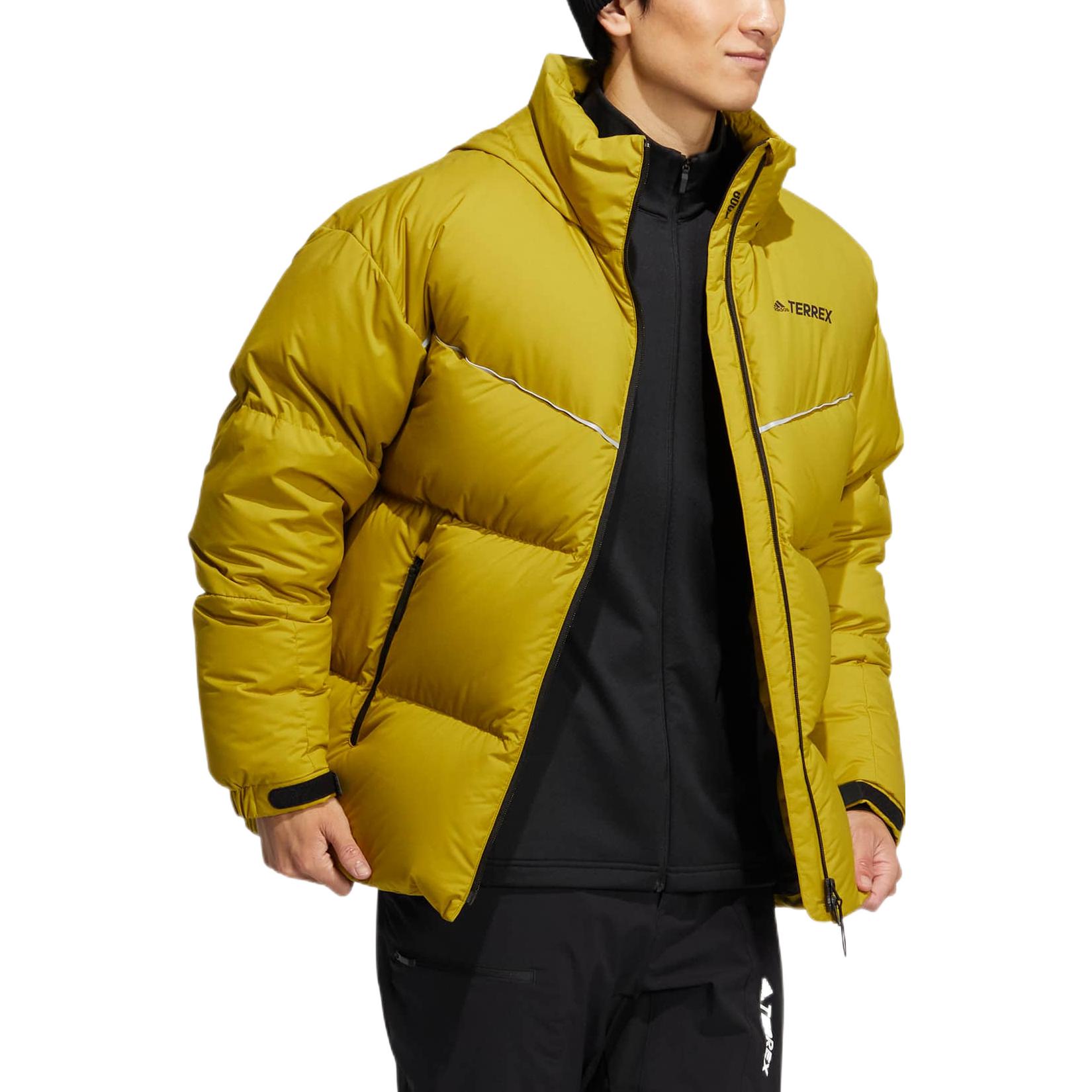 adidas Puffy Baffle Goose Down Jacket Yellow Unisex Comfortable Zip-Up Coath HN2012 圖 4