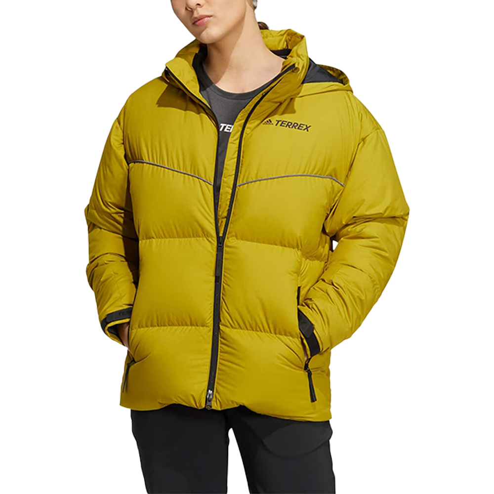 adidas Puffy Baffle Goose Down Jacket Yellow Unisex Comfortable Zip-Up Coath HN2012 圖 6