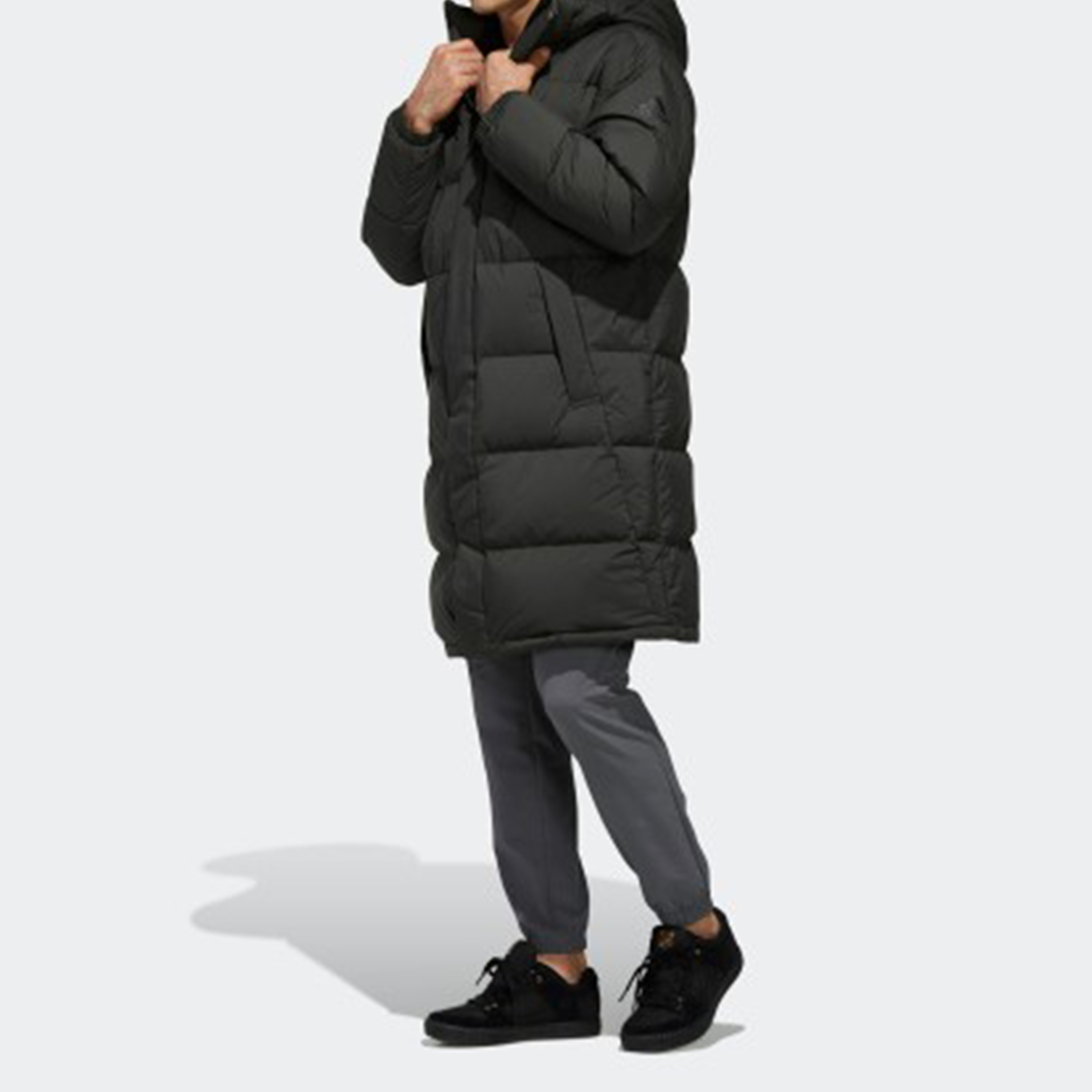 Details for adidas Puffy Long Down Jacket Earth Brown Winter Hooded Coat EH4007