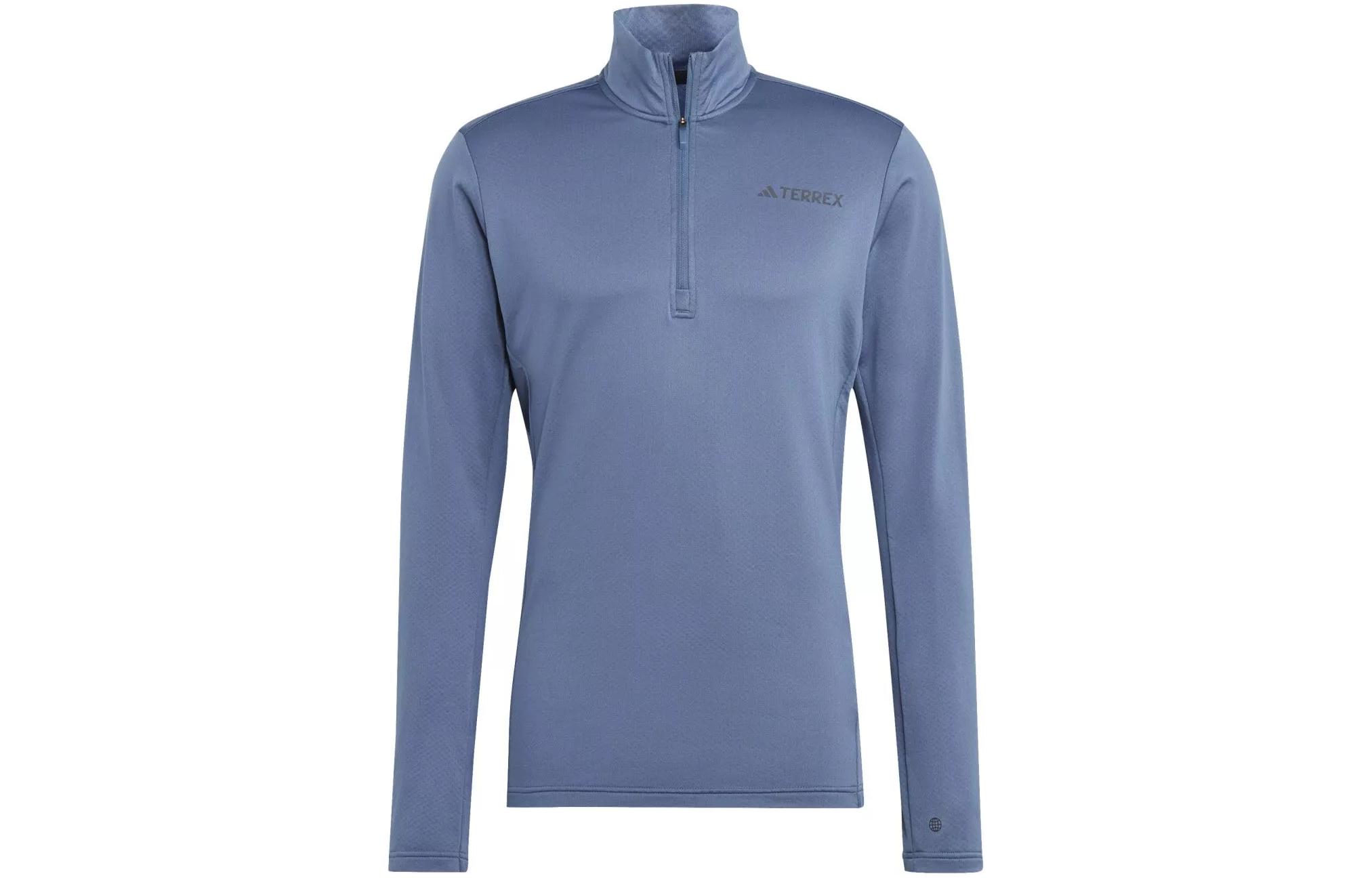 adidas Pullover Fleece 1/2 Zip Sweatshirt Blue Gray HN5476