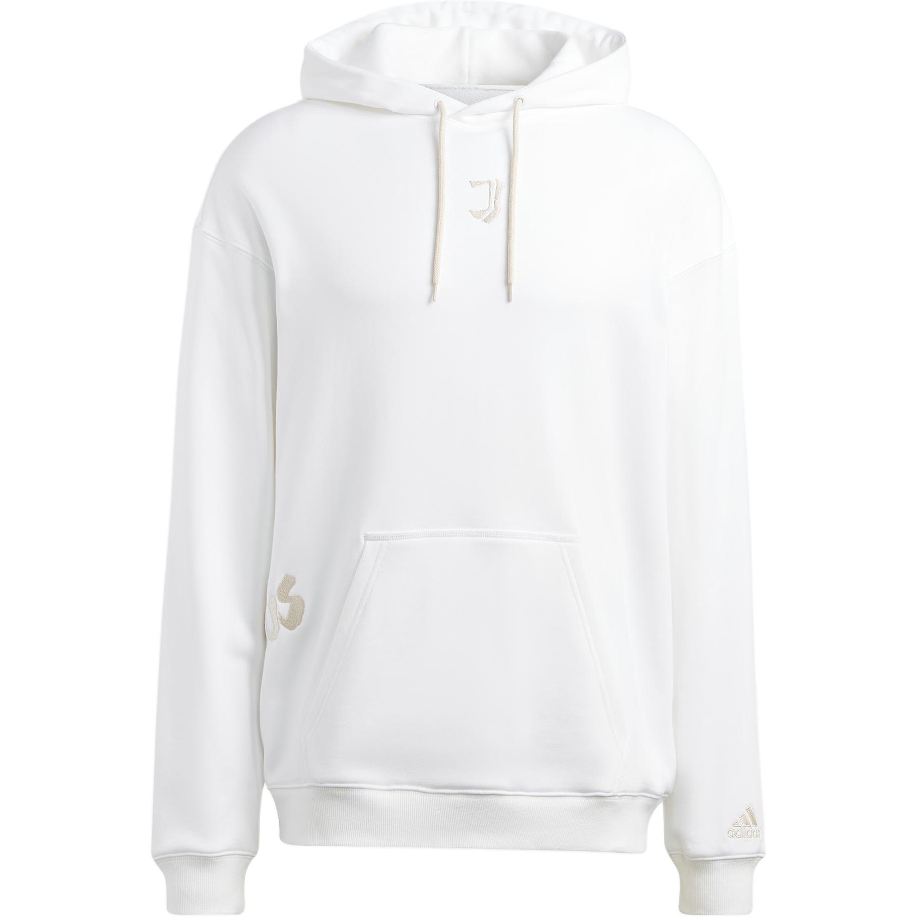 adidas Pullover Hoodie with Embroidered Lettering in White HS9802